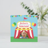 カーニバルをテーマにした子供の誕生日パーティーの写真 招待状 (スタンド正面)