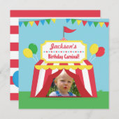 カーニバルをテーマにした子供の誕生日パーティー写真 招待状 (正面/裏面)