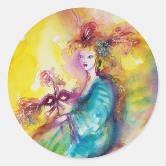 カーニバルを焼く/ベネチアンマスカレードダンス ラウンドシール (正面)