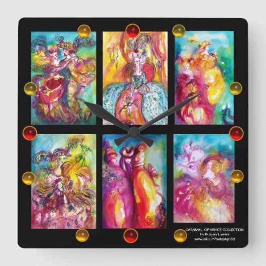 カーニバルオブヴェネツィアコレクションダンスミュージックシアター スクエア壁時計 (正面)