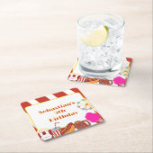 カーニバルカスタム誕生日パーティー スクエアペーパーコースター (インサイチュ)