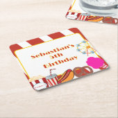 カーニバルカスタム誕生日パーティー スクエアペーパーコースター (アングル)