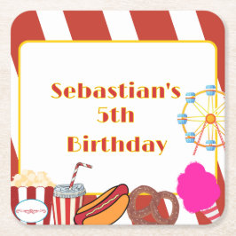 カーニバルカスタム誕生日パーティー スクエアペーパーコースター