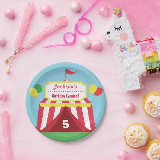 カーニバルカラフルをテーマにした子供の誕生日パーティー ペーパープレート (パーティー)