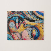 カーニバルカラフルピクセルアートポートレート ジグソーパズル (横)