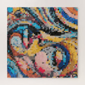 カーニバルカラフルピクセルアートポートレート ジグソーパズル (横)