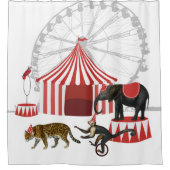 カーニバルカラフルフェスティバルテーマ動物ビッグトップ シャワーカーテン (正面)