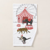 カーニバルカラフルフェスティバルテーマ動物ビッグトップ バスタオルセット (ハンドタオル)