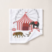 カーニバルカラフルフェスティバルテーマ動物ビッグトップ バスタオルセット (ウォッシュタオル)
