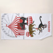 カーニバルカラフルフェスティバルテーマ動物ビッグトップ ビーチタオル (正面)