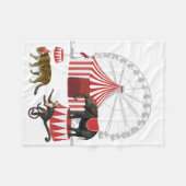 カーニバルカラフルフェスティバルテーマ動物ビッグトップ フリースブランケット (正面(横))