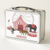 カーニバルカラフルフェスティバルテーマ動物ビッグトップ メタルランチボックス (裏面)