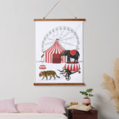 カーニバルカラフルフェスティバルテーマ動物ビッグトップ 吊り下げ型タペストリー (寝室)