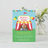 カーニバルカラフル子供の誕生日パーティー写真 招待状 (スタンド正面)