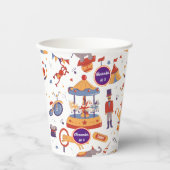 カーニバルキッズ誕生日サーカスパターンピエロ 紙コップ (正面)