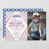 カーニバルキッド誕生日壮観なジオチケット写真 案内状 (正面/裏面)