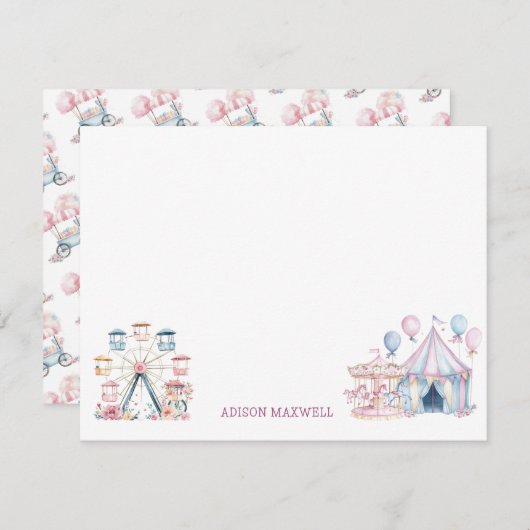 カーニバルキュートバースデーお礼 ノートカード (正面/裏面)