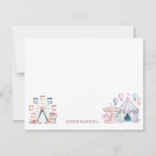 カーニバルキュート バースデー 予算 お礼 ノートカード (正面)