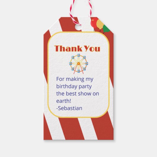 カーニバルクラシックテント「ありがとう」メッセージカード ギフトタグ (正面)