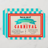 カーニバルクラシックテーマパーティヴィンテージスタイルストライプ 招待状 (正面/裏面)