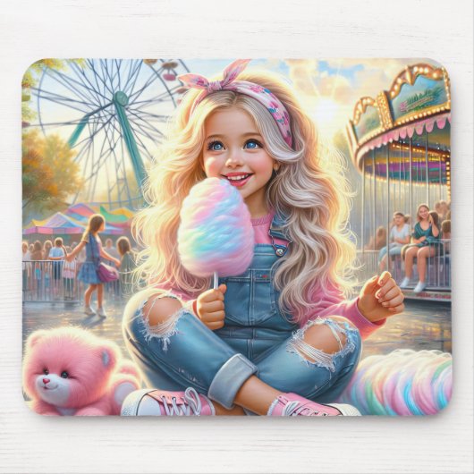 カーニバルコットンキャンディの少女 マウスパッド (正面)