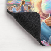 カーニバルコットンキャンディ付き少女 マウスパッド (コーナー)