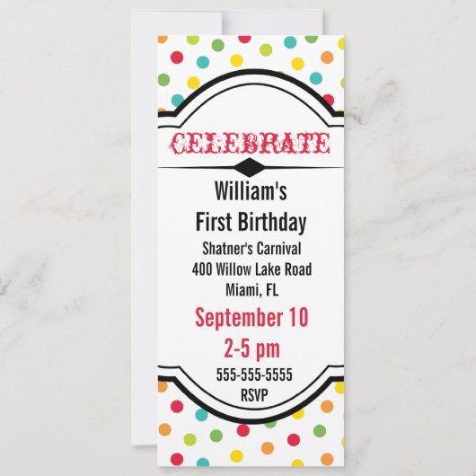 カーニバルサル誕生日招待状 招待状 (裏面)