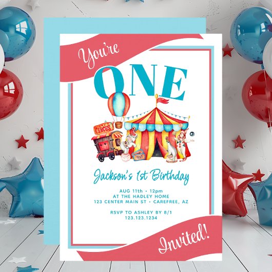 カーニバルサーカスの大テントキッズの誕生日 招待状