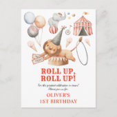 カーニバルサーカスキッズ1st誕生日パーティの招待状 ポストカード (正面)