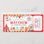 カーニバルサーカスショーチケット入り口子供の誕生日 招待状 (正面)