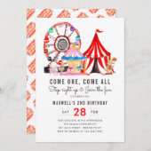 カーニバルサーカスショー参加おもしろいキッド誕生日 招待状 (正面/裏面)