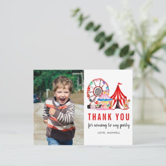 カーニバルサーカスショー誕生日写真ありがとう ポストカード (スタンド正面)