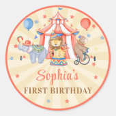 カーニバルサーカスショー&アニマルズ誕生日 ラウンドシール (正面)