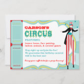 カーニバルサーカススティルトウォーカー誕生日 招待状 (裏面)