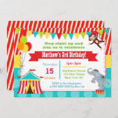 カーニバルサーカスチケットバースデーパーティ招待状 招待状 (正面/裏面)