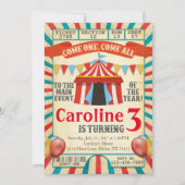 カーニバルサーカスチケット誕生日パーティーの招待 招待状 (正面)