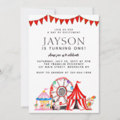 カーニバルサーカステントフェリスホイールパーティー誕生日 招待状 (正面)