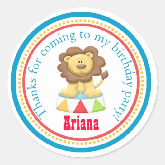 カーニバルサーカスバースデーパーティーフェイスステッカー ラウンドシール (正面)