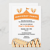 カーニバルサーカスバースデーパーティーフラット招待状 招待状 (正面/裏面)