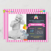 カーニバルサーカスビクトップ誕生日招待状ガール 招待状 (正面/裏面)