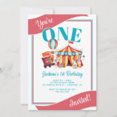 カーニバルサーカスビッグトップキッド誕生日 招待状 (正面)