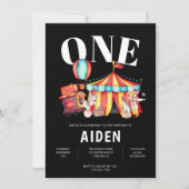 カーニバルサーカスビッグトップブラック1st誕生日 招待状 (正面)