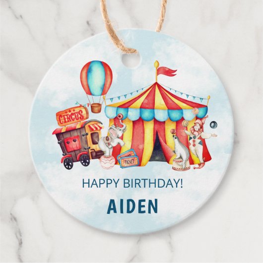 カーニバルサーカスビッグトップブルー誕生日 フェイバータグ (正面)