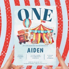 カーニバルサーカスビッグトップブルー1st誕生日 招待状