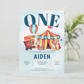 カーニバルサーカスビッグトップブルー1st誕生日 招待状 (スタンド正面)