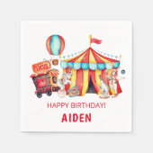 カーニバルサーカスビッグトップ誕生日 スタンダードカクテルナプキン (正面)