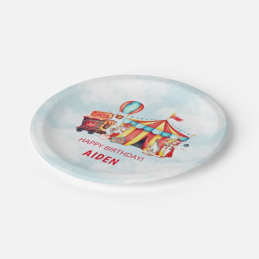 カーニバルサーカスビッグトップ誕生日 ペーパープレート (アングル)