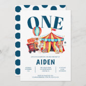 カーニバルサーカスビッグトップ1の誕生日 招待状 (正面/裏面)