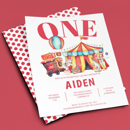 カーニバルサーカスビッグトップ1st誕生日 招待状