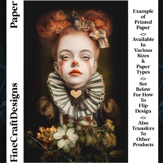 カーニバルサーカスピエロガールCN3スクラップブック紙